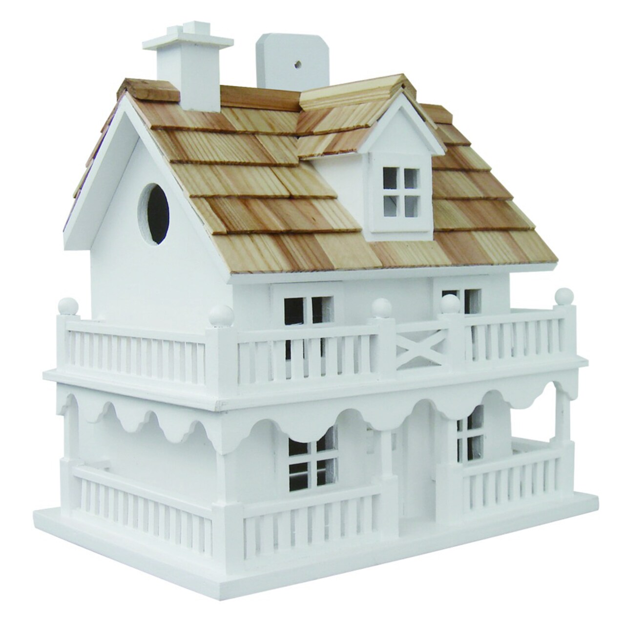 CC Home Furnishings 10.75" White and Brown New England Cottage Outdoor Garden Birdhouse
